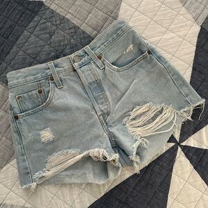 Levi's Light Blue Distressed Jean Shorts
